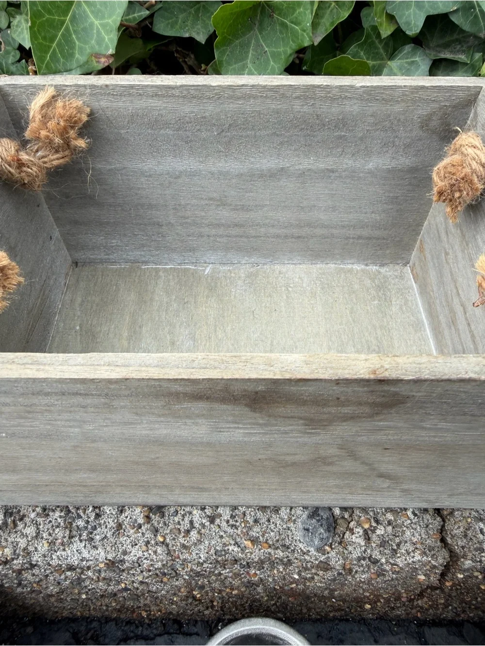 Coastal Gray Wooden Vanity Tray with Rope Accents